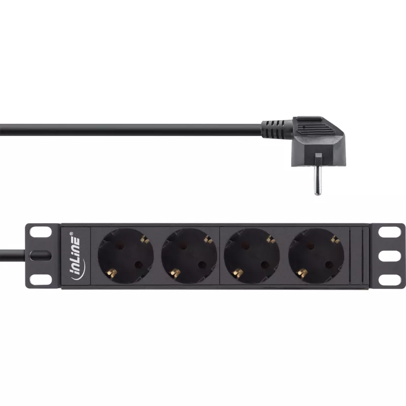 PDU InLine 10 ιντσών, 4 θέσεων Schutzkontakt, χωρίς διακόπτη, 2 m, μαύρο