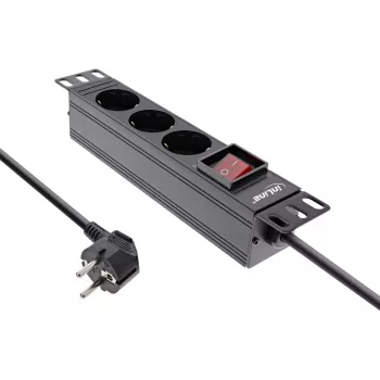 PDU InLine 10 ιντσών, 3 θέσεων Schutzkontakt, με διακόπτη, 2m, μαύρο