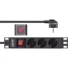 PDU InLine 10 ιντσών, 3 θέσεων Schutzkontakt, με διακόπτη, 2m, μαύρο