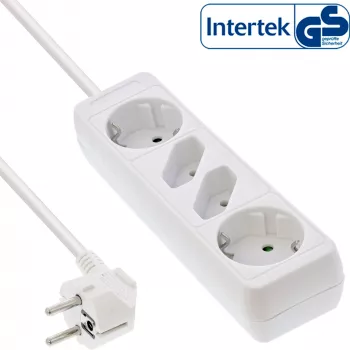 Πολύπριζο InLine, 4 θέσεων, 2x CEE7/3 + 2x Euro CEE 7/16, λευκό, 3m