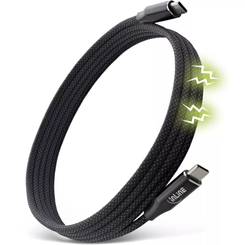 Μαγνητικό καλώδιο USB-C InLine, USB-C βύσμα/βύσμα, 100W, μαύρο, 2m