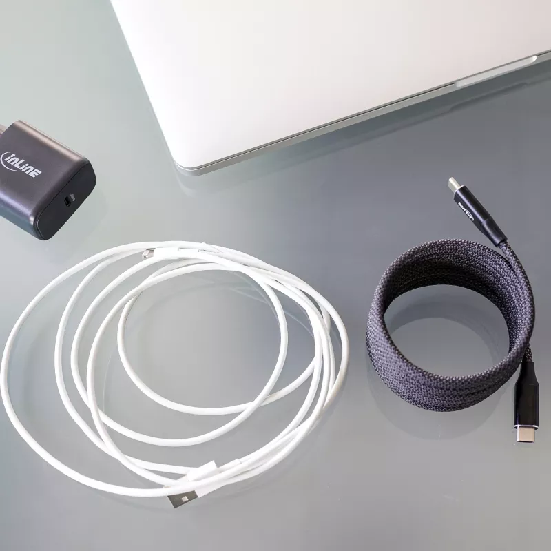 Μαγνητικό καλώδιο USB-C InLine, USB-C βύσμα/βύσμα, 100W, μαύρο, 2m