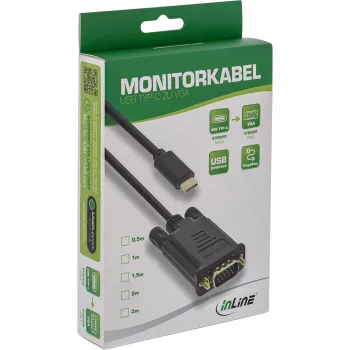 Καλώδιο οθόνης USB InLine, USB-C βύσμα / VGA βύσμα (DP Alt Mode), μαύρο, 2 m