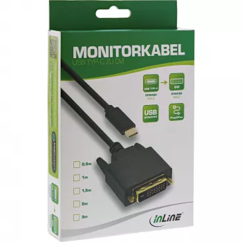 Καλώδιο οθόνης USB InLine, USB-C βύσμα / DVI βύσμα (DP Alt Mode), μαύρο, 1 m