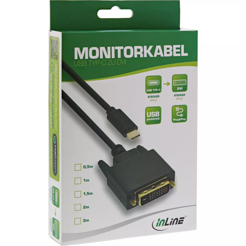 Καλώδιο οθόνης USB InLine, USB-C βύσμα / DVI βύσμα (DP Alt Mode), μαύρο, 1 m