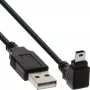 Καλώδιο USB Type-A αρσενικό / Mini-USB αρσενικό 5 ακίδων γωνιακό 90° μαύρο 0,5 m InLine 34205
