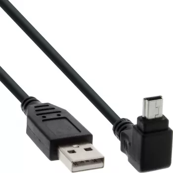 Καλώδιο USB Type-A αρσενικό / Mini 5pin αρσενικό γωνιακό προς τα πάνω 90° μαύρο 3m InLine 31430