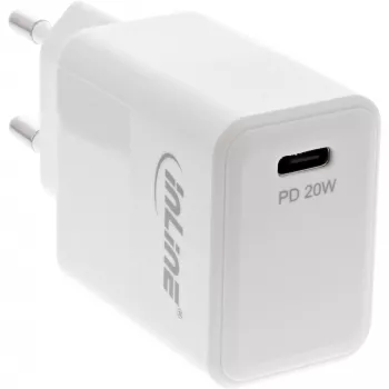 Φορτιστής USB PD InLine μονό USB-C, Power Delivery, 20W, λευκό