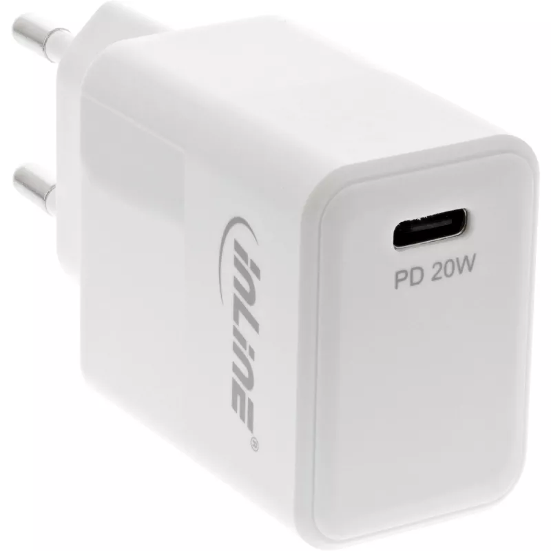Φορτιστής USB PD InLine μονό USB-C, Power Delivery, 20W, λευκό