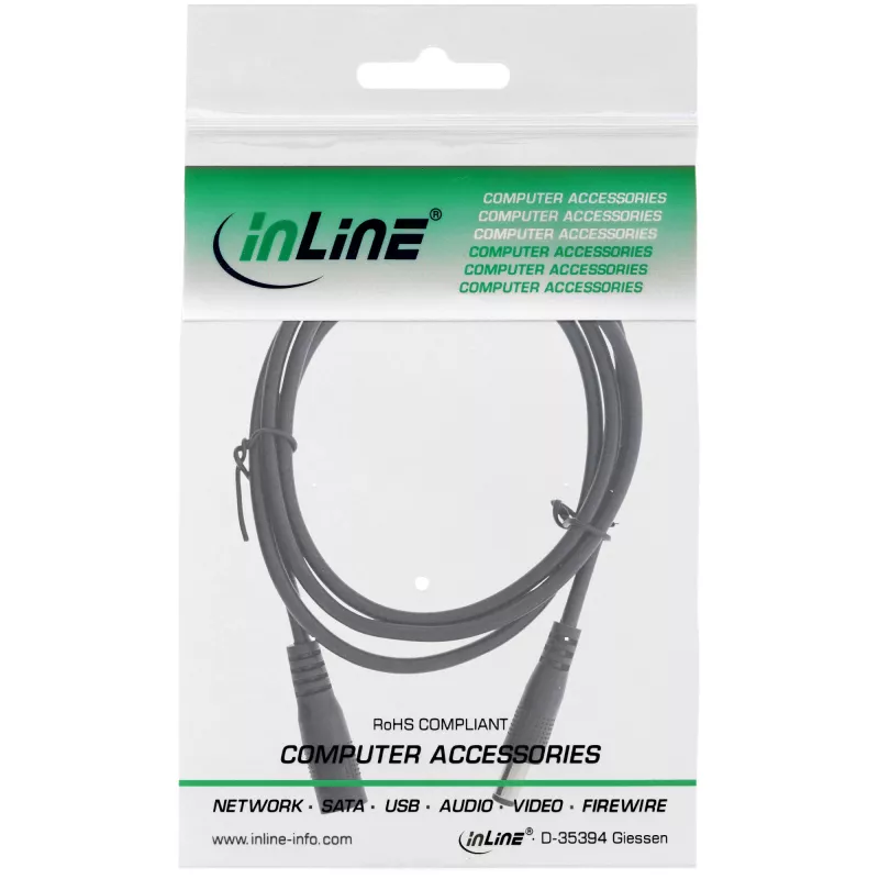 Καλώδιο επέκτασης DC InLine, αρσενικό/θηλυκό DC 5,5x2,1mm, μαύρο, 3m