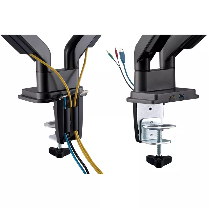 InLine βάση γραφείου με μηχανισμό ανύψωσης και USB/Ήχο, 2 οθόνες έως 81 cm (32 ίντσες), μαύρο