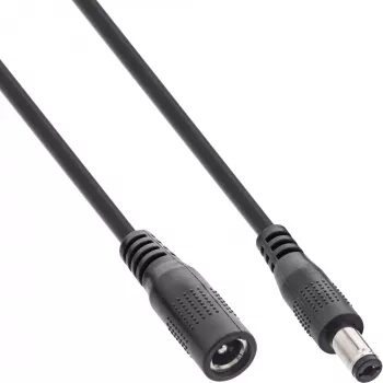 InLine καλώδιο επέκτασης DC, βύσμα αρσενικό DC/θηλυκό, 5,5x2,1mm, μαύρο, 0,5m