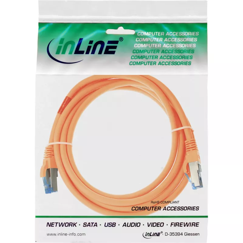 InLine καλώδιο δικτύου S/FTP PiMF Cat.6A χωρίς αλογόνα 500MHz πορτοκαλί 2m