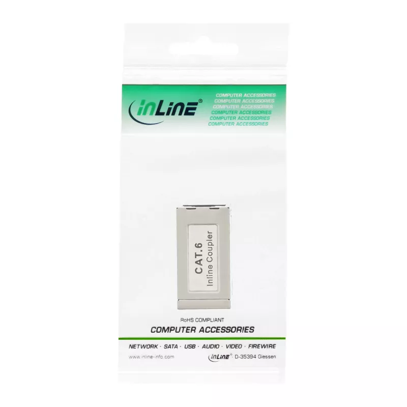 InLine Cat.6 προσαρμογέας, θωρακισμένος, μέταλλο, 2x RJ45 F/F, 1:1