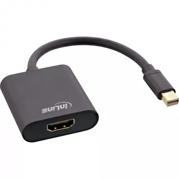 InLine προσαρμογέας Mini DisplayPort σε HDMI 4K/60Hz με ήχο, αλουμίνιο, 0,15 m, μαύρο