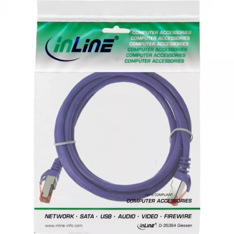 InLine καλώδιο patch S/FTP PiMF Cat.6 250MHz PVC χαλκός μωβ 0,25m