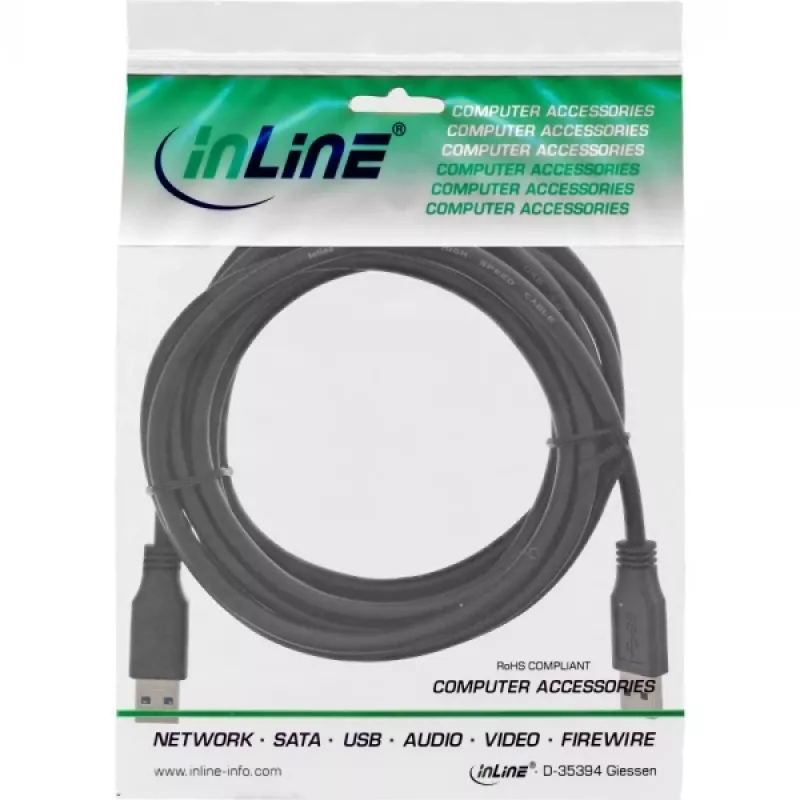 InLine καλώδιο USB 3.2 Gen.1 Type-A βύσμα αρσενικό / A βύσμα αρσενικό, μαύρο, 3 m
