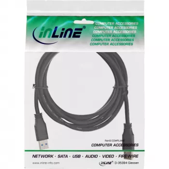 InLine καλώδιο USB 3.2 Gen.1 Type-A βύσμα αρσενικό / A βύσμα αρσενικό, μαύρο, 0,5 m