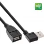 InLine καλώδιο USB 2.0 Smart γωνιακό + αναστρέψιμο Type-A βύσμα αρσενικό / υποδοχή θηλυκή μαύρο 0,2 m