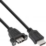 HDMI 4K2K Προσαρμογέας Type-A αρσενικό / A υποδοχή θηλυκή με φλάντζα 0,6m InLine 17500B