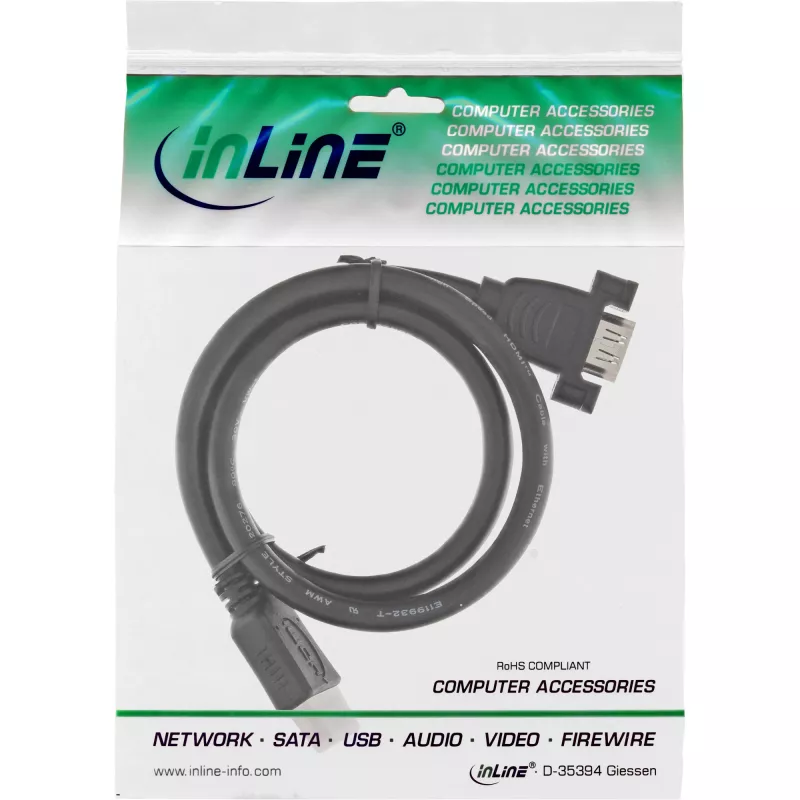 HDMI 4K2K Προσαρμογέας Type-A αρσενικό / A υποδοχή θηλυκή με φλάντζα 0,6m InLine 17500B