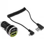 InLine USB DUAL+ Σετ φόρτισης αυτοκινήτου, τροφοδοτικό με σπιράλ καλώδιο 1m