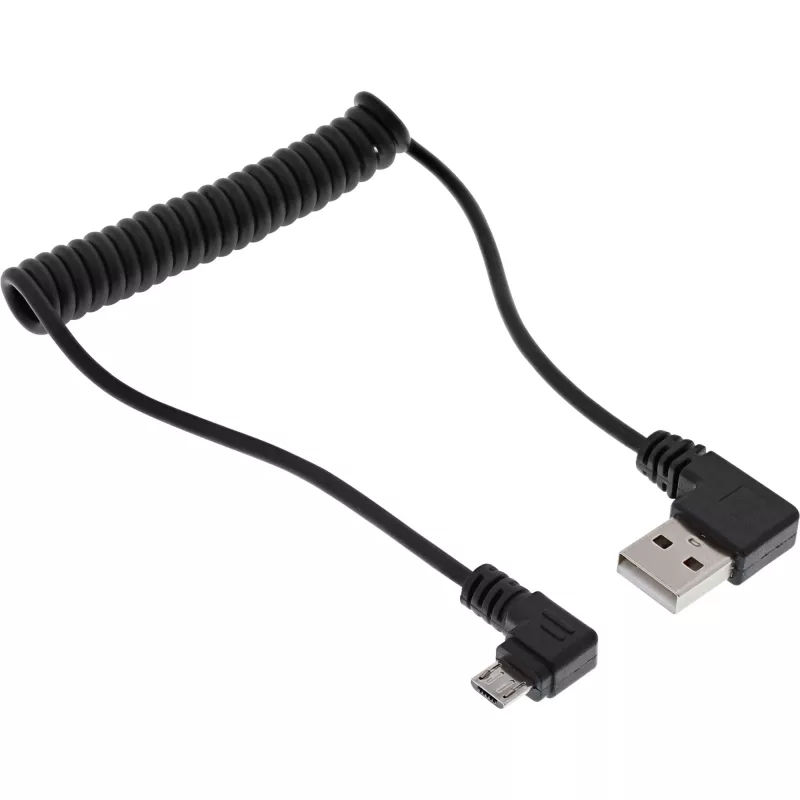 InLine USB DUAL+ Σετ φόρτισης αυτοκινήτου, τροφοδοτικό με σπιράλ καλώδιο 1m
