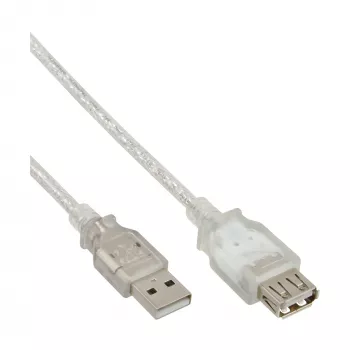 Καλώδιο επέκτασης USB 2.0 Type-A αρσενικό/θηλυκό InLine 34650 0,5 m διαφανές