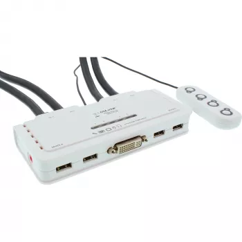InLine Διακόπτης KVM 4 θυρών DVI-D + USB + Ήχος με 2 σετ καλωδίων