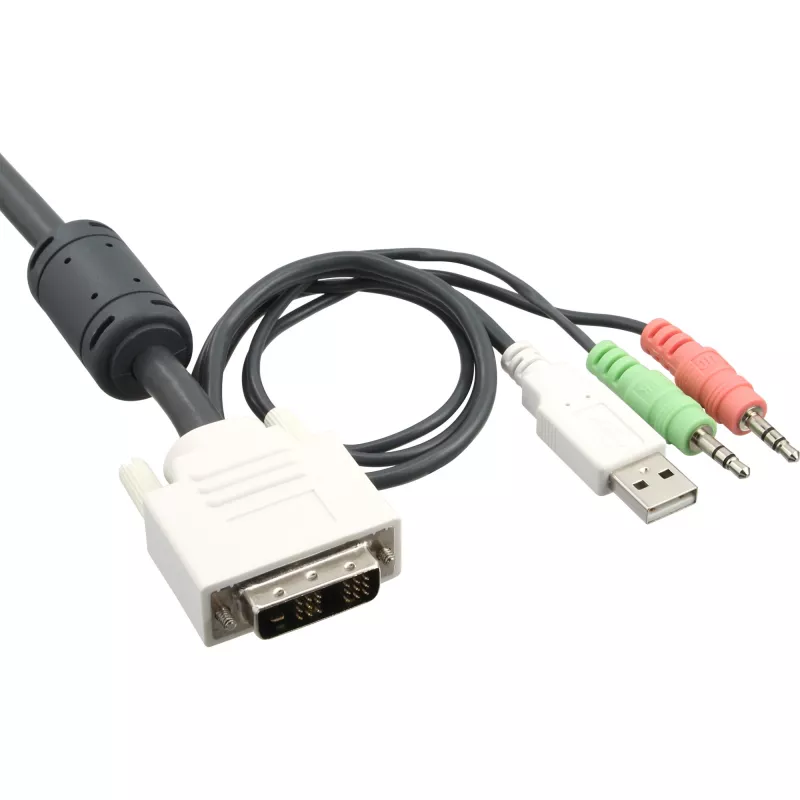 InLine Διακόπτης KVM 4 θυρών DVI-D + USB + Ήχος με 2 σετ καλωδίων