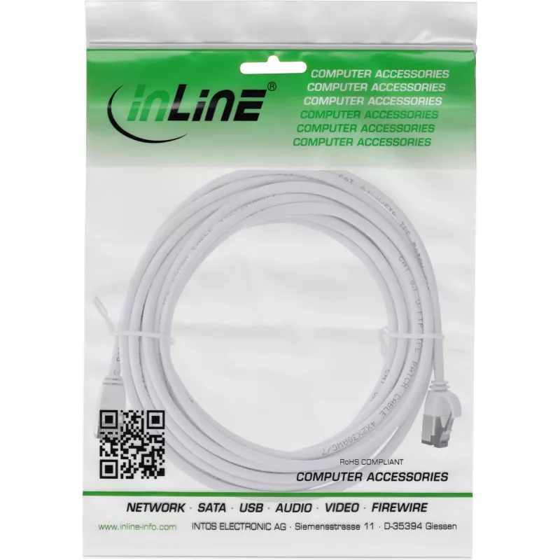 InLine Καλώδιο patch λεπτό, U/FTP, Cat.8.1, TPE χωρίς αλογόνα, λευκό 2 m