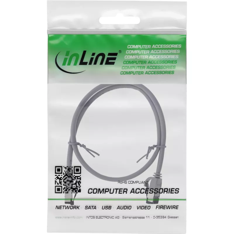 InLine Καλώδιο patch λεπτό, U/FTP, Cat.8.1, TPE χωρίς αλογόνα, γκρι 1,5 m