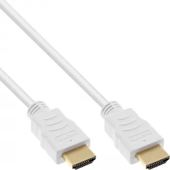 InLine Καλώδιο HDMI High Speed με Ethernet, αρσενικό/αρσενικό, λευκό, επιχρυσωμένες επαφές, 1,5m