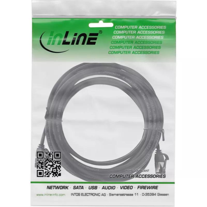 InLine Καλώδιο patch λεπτό, U/FTP, Cat.8.1, TPE χωρίς αλογόνα, μαύρο 5 m