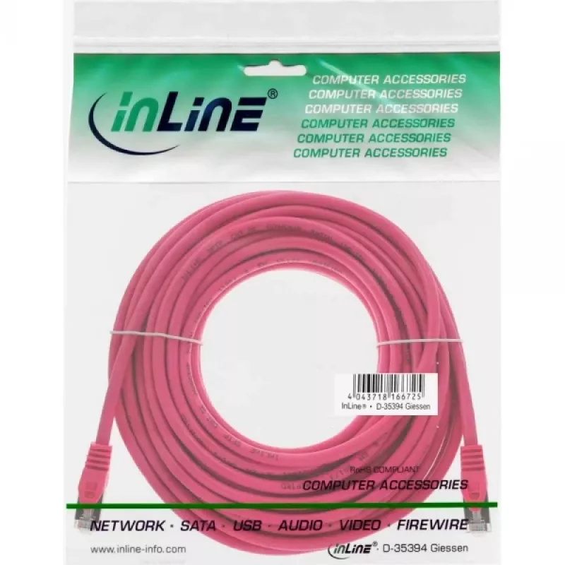 Καλώδιο δικτύου InLine SF/UTP Cat.5e ροζ 15m