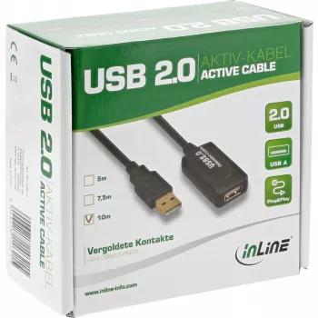 Ενεργό καλώδιο ενίσχυσης σήματος InLine USB 2.0 Type-A αρσενικό βύσμα / A υποδοχή θηλυκή, 25 m