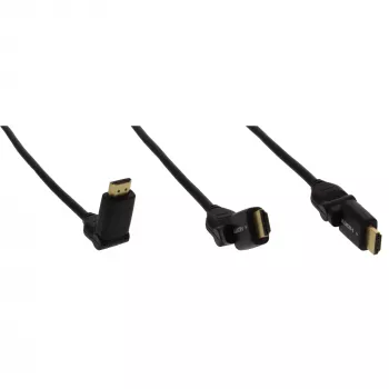 Καλώδιο High Speed HDMI περιστρεφόμενο InLine, με Eth., AM/AM, μαύρο, χρυσές επαφές, 1,5 m