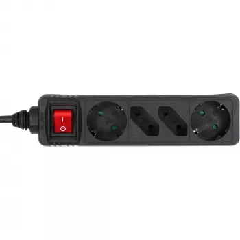 Πολύπριζο InLine, 4 θέσεις, 2x CEE7/3 + 2x Euro CEE 7/16, μαύρο, 3 m