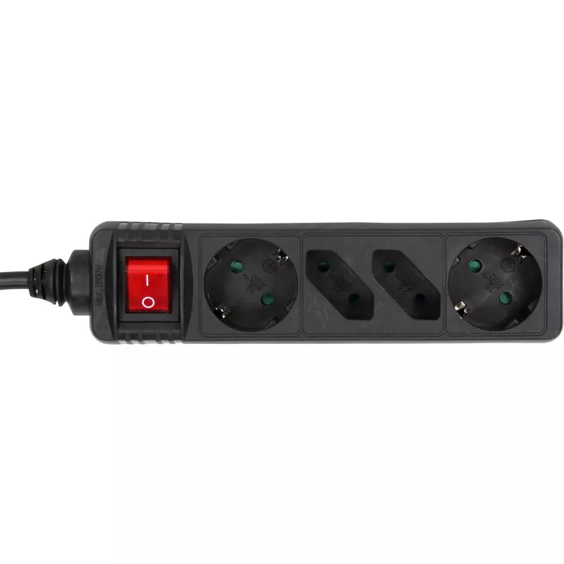 Πολύπριζο InLine, 4 θέσεις, 2x CEE7/3 + 2x Euro CEE 7/16, μαύρο, 3 m