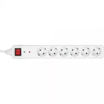 Πολύπριζο InLine CEE 7/3, 6 θέσεις, προστασία υπέρτασης, διακόπτης, λευκό