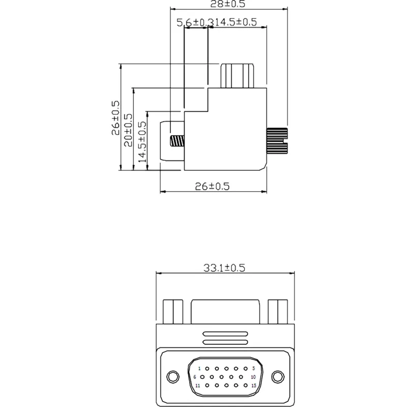 Προσαρμογέας VGA InLine 90° 15 Pin αρσενικό βύσμα / υποδοχή θηλυκή, InLine, 37248I