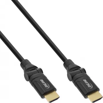 Καλώδιο High Speed HDMI περιστρεφόμενο InLine, με Eth., AM/AM, μαύρο, χρυσές επαφές, 2m