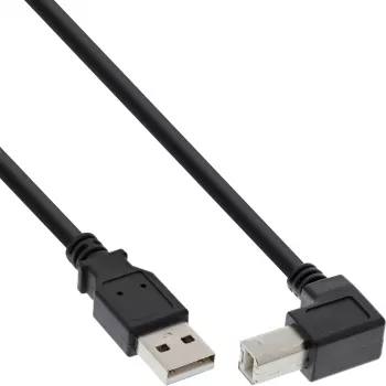 Καλώδιο USB 2.0 InLine γωνιακό Type-A αρσενικό βύσμα / B αρσενικό βύσμα, μαύρο, 2m