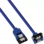 Στρογγυλό καλώδιο SATA 6Gb/s InLine μπλε γωνιακό 90° με ασφάλειες 0,5m