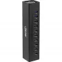 Hub USB 3.0 InLine 10 θυρών θήκη αλουμινίου με τροφοδοτικό 4A, μαύρο