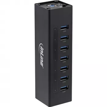 Hub USB 3.0 InLine, 7 θύρες, θήκη αλουμινίου, με τροφοδοτικό 2,5A
