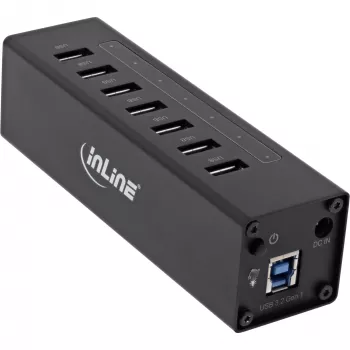 Hub USB 3.0 InLine, 7 θύρες, θήκη αλουμινίου, με τροφοδοτικό 2,5A