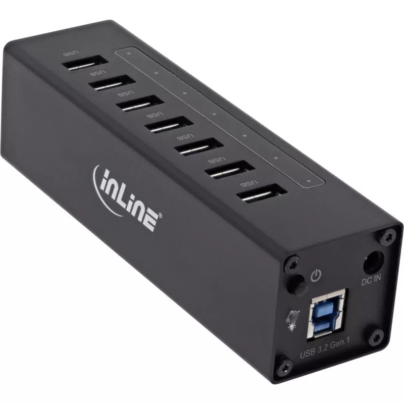 Hub USB 3.0 InLine, 7 θύρες, θήκη αλουμινίου, με τροφοδοτικό 2,5A