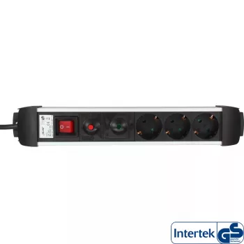 Πολύπριζο InLine, αλουμίνιο, 6 θέσεων με προστασία, διακόπτη, 1,5m