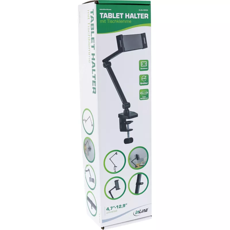 Βάση tablet InLine 55721S μαύρο βάση σύσφιξης έως 12,9 ίντσες